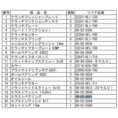 SP武川(スペシャルパーツ武川) スラスト ベアリング 00-02-0061 バイク