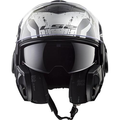 LS2(エルエス2) バイク システムヘルメット VALIANT ブラック ホワイト クローム M ブラック ホワイト クローム システムタイプ04
