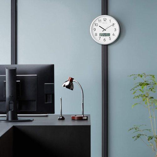【未使用品】RHYTHM 電波 壁掛け時計 プログラムカレンダー01SR RHYTHM 電波 壁掛け時計 カレンダー付き プログラムチャイム最大24回