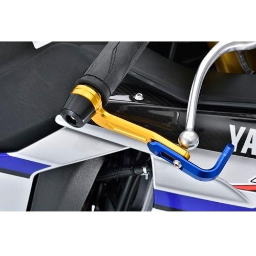 ヤマハ YZF-R1 レバーガード 口コミ・動画インプレッション (1) | バイクパーツ通販 Webike アグラス YZF-R1/M レバーガード ガードエンド＆ベースカラー レッド ガードステー ゴールド ジュラコン（R） ホワイト AGRAS バイク