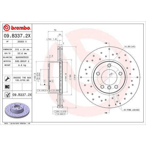 Brembo(ブレンボ) ブレーキディスク Xtra 09.B337.2X 自動車 ディスクローターの画像