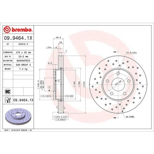 Brembo(ブレンボ) ブレーキディスク Xtra 09.9464.1X 自動車 ディスクローター