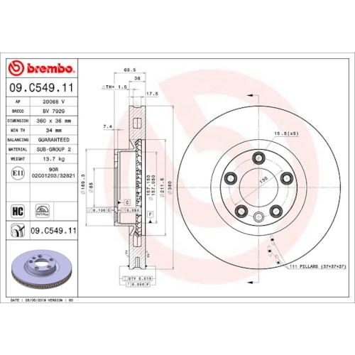 Brembo(ブレンボ) ブレーキディスク UV 09.C549.11 自動車 ディスク