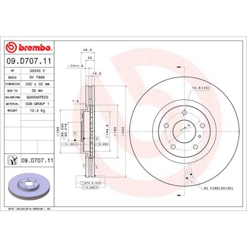 Brembo(ブレンボ) ブレーキディスク UV 09.D707.11 自動車 ディスクローター