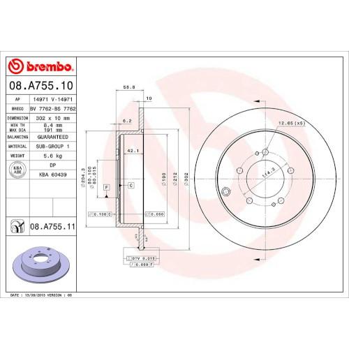 Brembo(ブレンボ) ブレーキディスク 08.A755.10 自動車 ディスクローターの画像