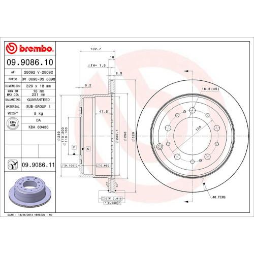 Brembo(ブレンボ) ブレーキディスク 09.9086.11 自動車 ディスク