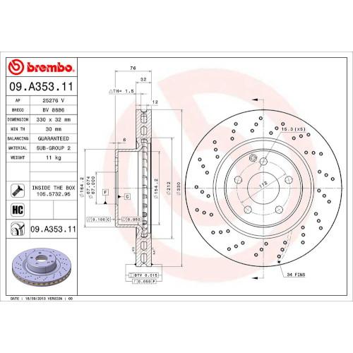 Brembo(ブレンボ) ブレーキディスク 09.A353.11 自動車 ディスクローター_1
