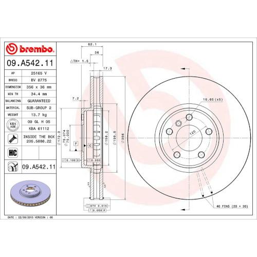 Brembo(ブレンボ) ブレーキディスク 09.A542.11 自動車 ディスクローター_1