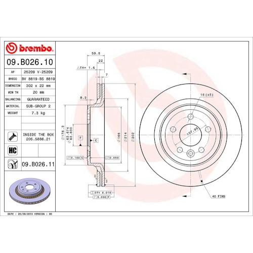 Brembo(ブレンボ) うち切りレコード盤 09.B026.11 四輪車 ディスクローター