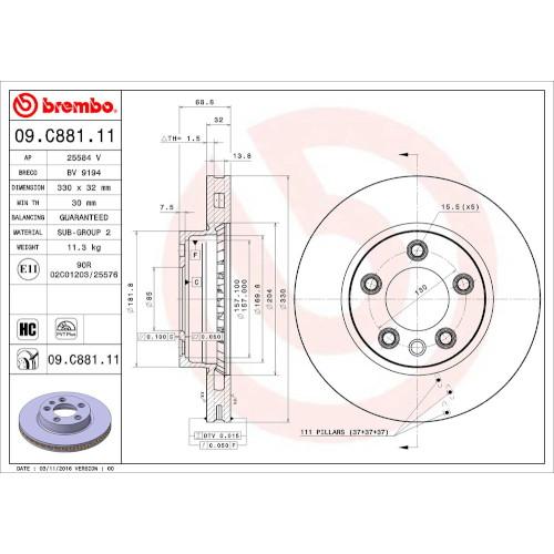 Brembo(ブレンボ) ブレーキディスク 09.C881.11 自動車 ディスク