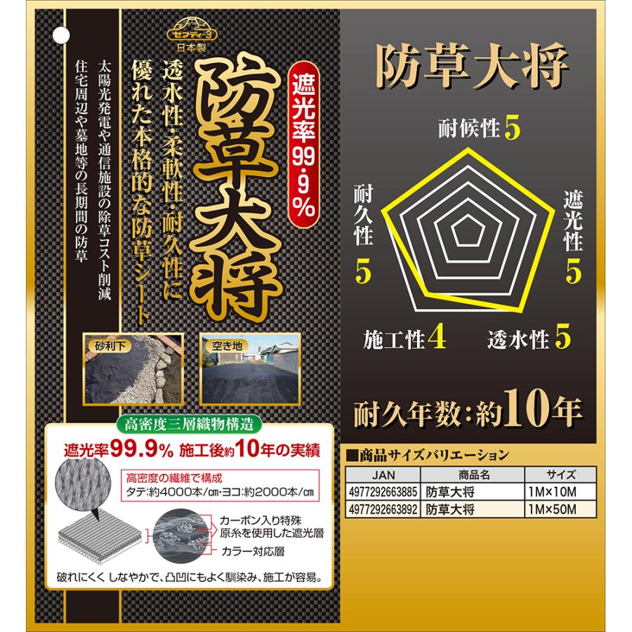 セフティー3 防草大将 1M×10M  農機具 防草シート・シート押さえピンの画像