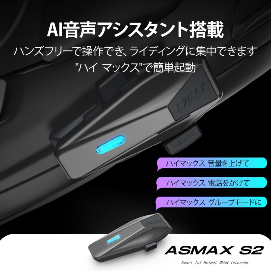ASMAX ASMAX Standard バイク用 インカム 8人同時通話 連続通話13時間