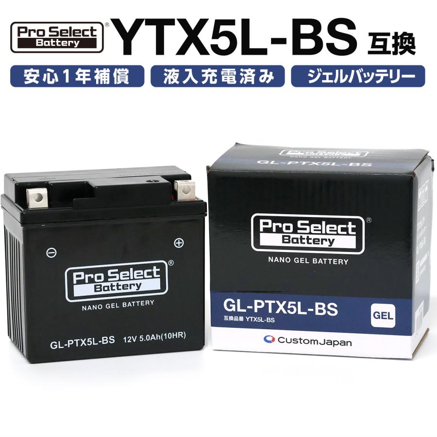 ProSelect バイク バッテリー GL-PTX5L-BS ナノ・ジェルバッテリー