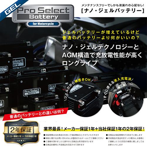 Pro Select Battery プロセレクトバッテリー バイク 密閉型mfバッテリー Gl Pb9 B ナノ ジェルバッテリー Yb9 B 互換 ジェルタイプ 液入充電済 ジェルタイ シールド型バッテリー Qe Ae