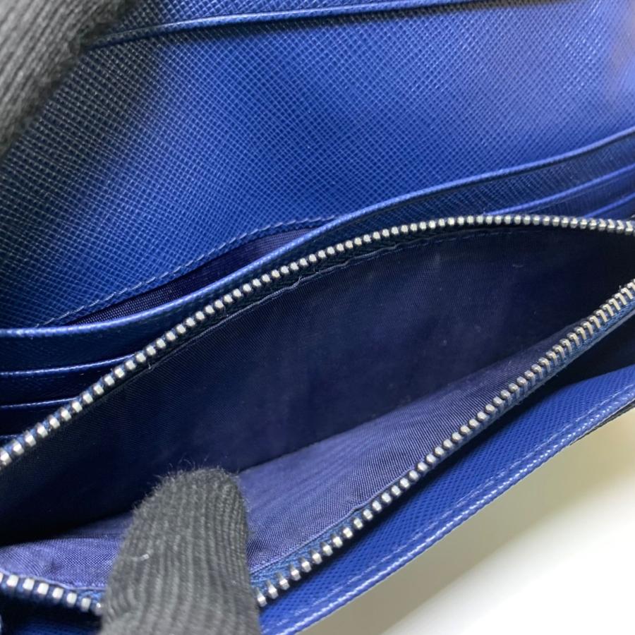 PRADA プラダ 長財布 ビジュー ブルー サフィアーノレザー ストーン 