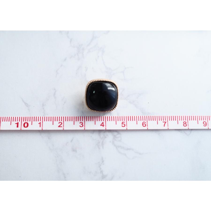 スクエアボタン 黒 ブラック 1個入り 金 ゴールド 16mm ぷっくり 韓国 