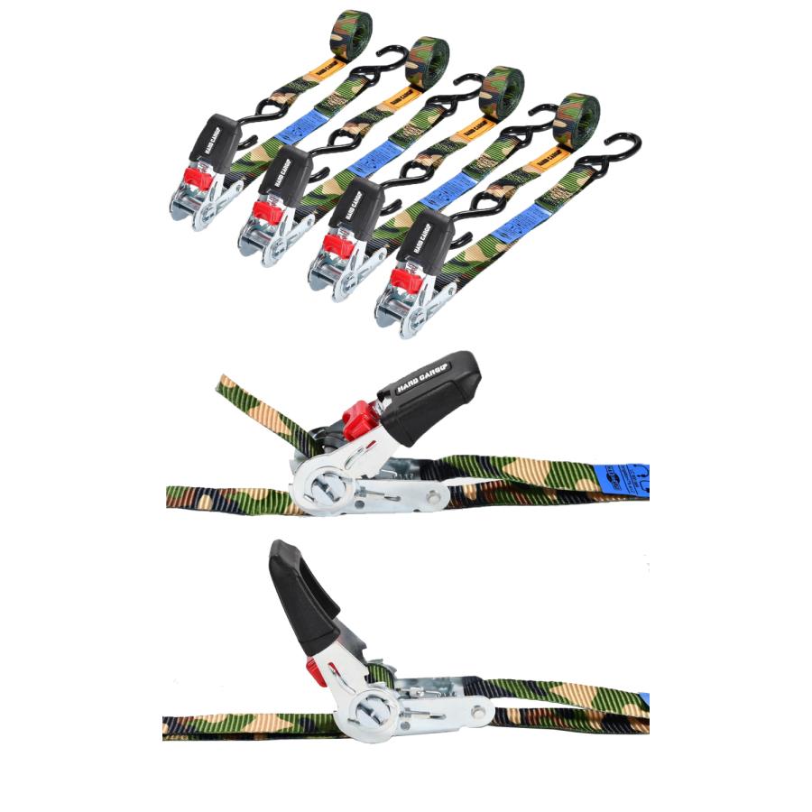 ラチェットタイダウン 荷締め 荷締ベルト 4本セット ハードカーゴ HARD