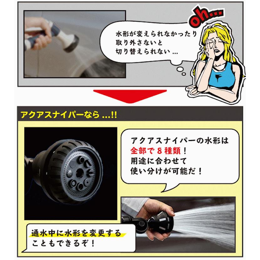 洗浄ホースノズル アクアスナイパー 強力な水圧 高圧洗浄 ジェットノズル ハイルーフ車も楽々 洗車 ガーデニング 大掃除 電源不要ワンタッチホース 送料無料｜partsking｜08