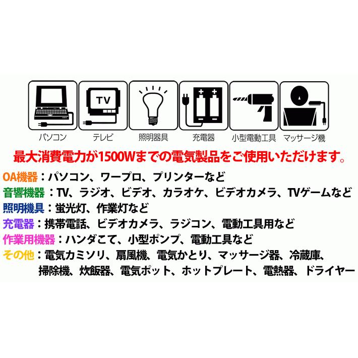 Bluetooth内蔵インバータ CSAS-A1500R-BT スマホから操作可能 冷却ファン内蔵 New-Era製 アウトドア キャンプ 車中泊 最大1500W 変換機の画像