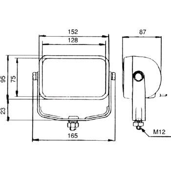 ワーキングランプ,作業灯 品番：ds-0046 24V70W ハロゲンH-3 黒樹脂製 送料無料｜partsking｜02