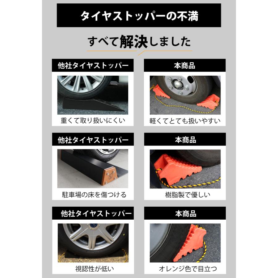 タイヤストッパー 2個セット 1.8mトラロープ付 F-TS239-2 軽自動車~4t
