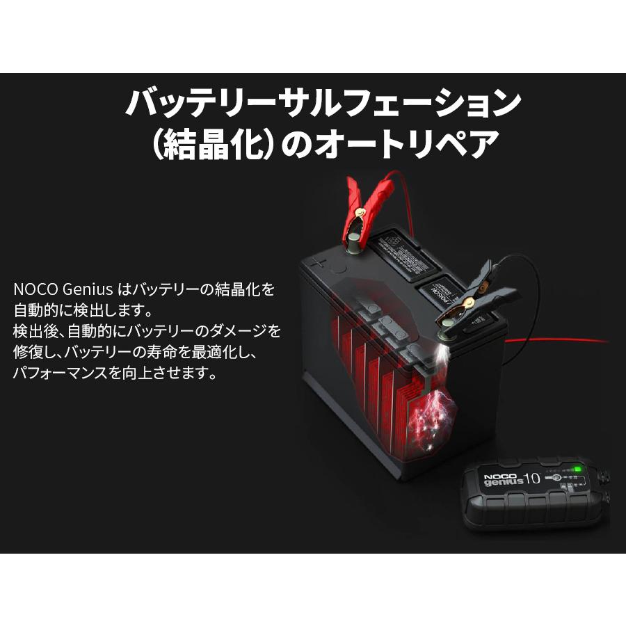 バッテリーチャージャー 6V 12V 10A NOCO Genius10 開放型 密閉型