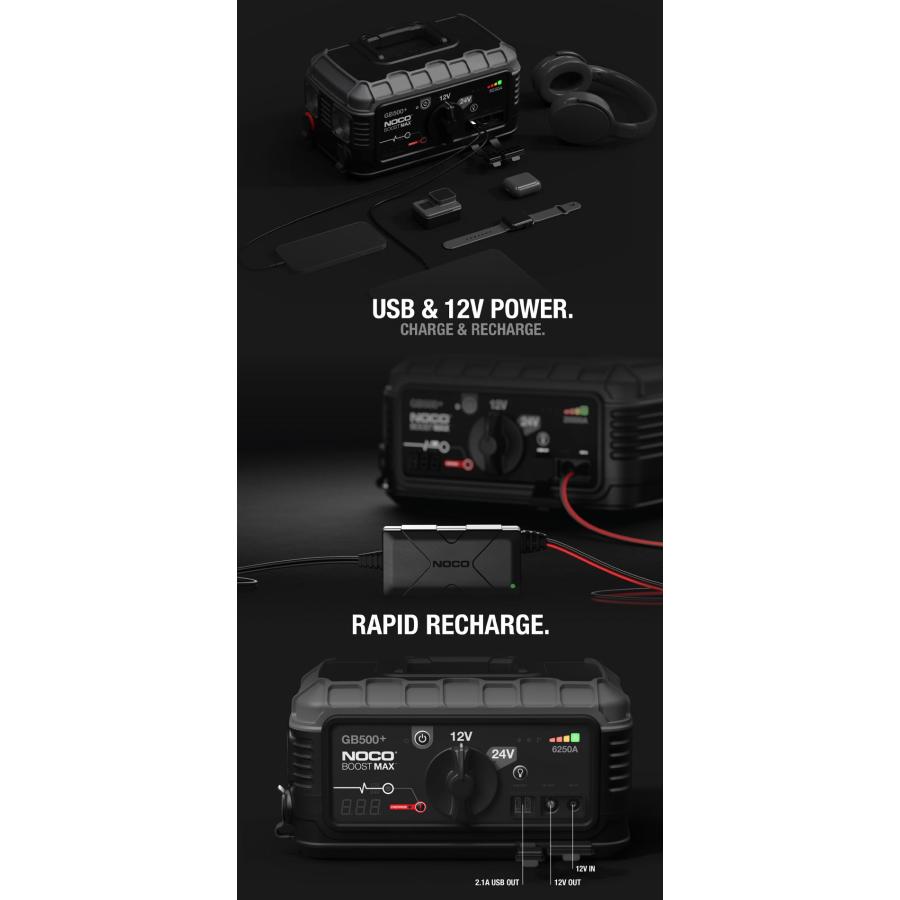 6250A 12V 24V リチウムジャンプスターター リチウムバッテリージャンプスターターGB500+ バッテリー始動 NOCO