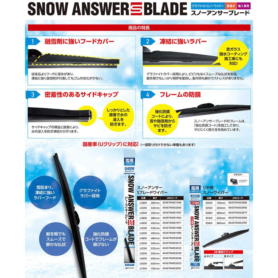 ライフ JB5 JB6 JB7 JB8 スノーワイパー 運転席 助手席セット 2本セット IB U53W U28W  雪用ワイパー ZAC JAPAN製 激安