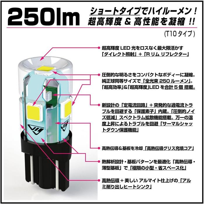 IPF ポジションランプ LED T10 250lm 6500K ホワイト 12V用 2本入