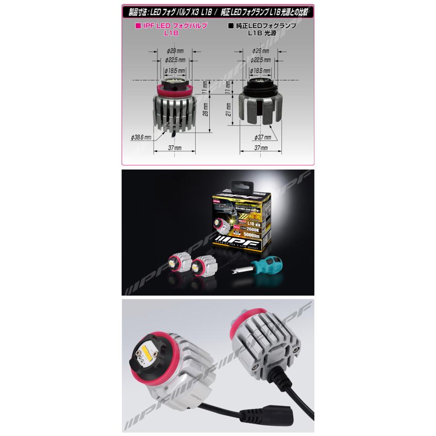 IPF フォグランプ LED L1B 5000lm 2600K イエロー 黄色 12V用 2 IPF フォグランプ LED L1B 5000lm 2600K イエロー 黄色 12V用 2