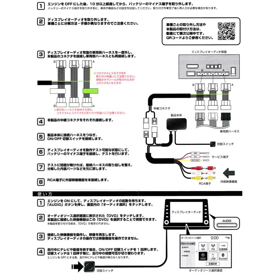 トヨタ車 ディスプレイオーディオ専用 RCA入力キット トヨタ専用 RCA