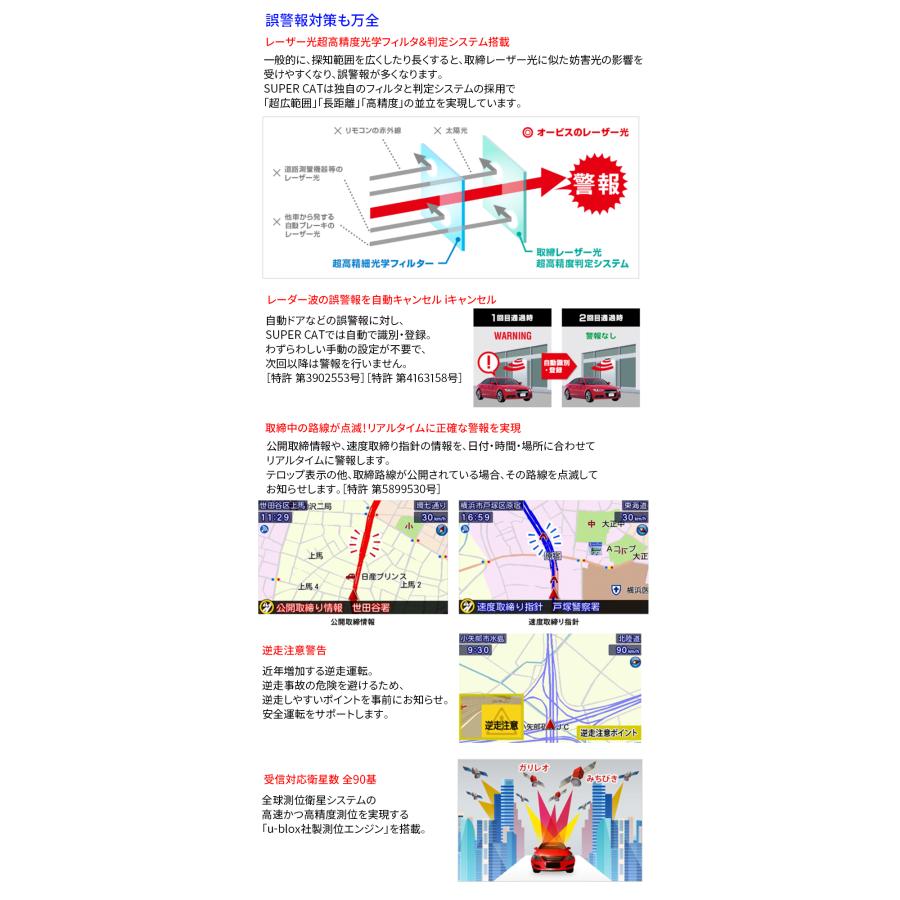 レーザー＆レーダー探知機 LS730 ユピテル レーザー探知機 レーダー探知機 SUPER CAT MSSS対応 3.6インチ タッチパネル セパレートタイプ｜partsking｜04