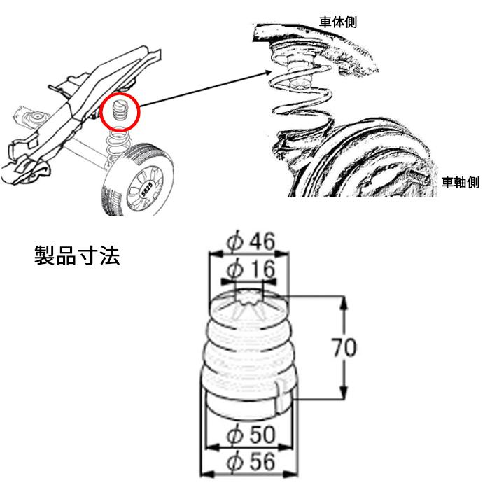 ルークス ML21S ニッサン スプリングバンパー SZ-5195 1個 大野ゴム製 42251-82K10 55346-4A00C 1A04-28-111 送料無料｜partsking｜02