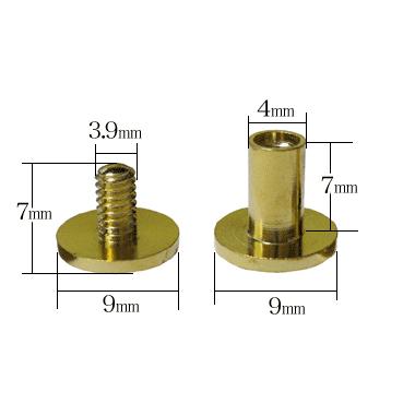 片ネジ式ビス4×7 本金メッキ 2コ入 : パーツラボ小さい金具パーツ専門