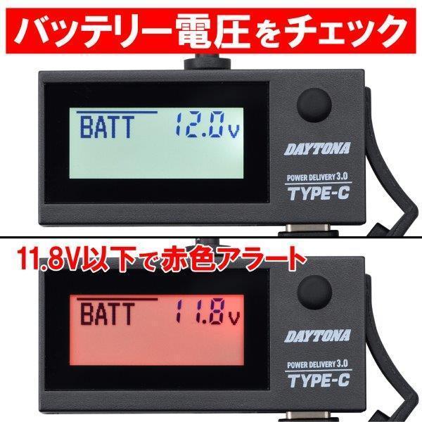 痩せるやつ DAYTONA（デイトナ） 17239 バイク用 USB電源 & 電圧計 Type-C PD3.0