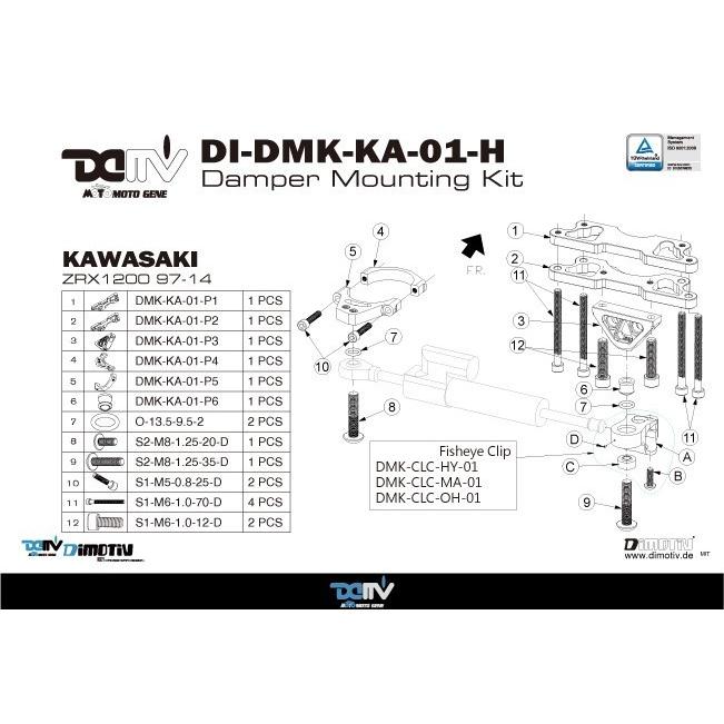 DIMOTIV di-dmk-ka-01 ステアリングダンパーマウントキット KAWASAKI