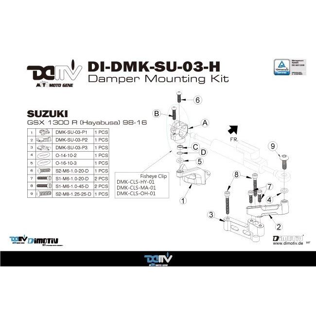 DIMOTIV di-dmk-su-03 ステアリングダンパーマウントキット SUZUKI GSX1300R(Hayabusa)の画像