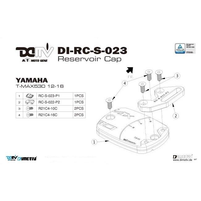 DIMOTIV di-rc-s-023 CNC加工マスターシリンダーキャップ右側 TMAX530 DVRドライブレコーダーブラケット付｜partsline24｜03