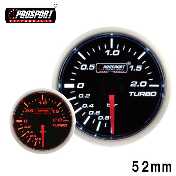 車 ブースト計 メーター 52パイ 2インチ PROSPORT プロスポーツ ホワイト・アンバーLED 52mm 52ミリ 52Φ カスタム パーツ | ブランド登録なし
