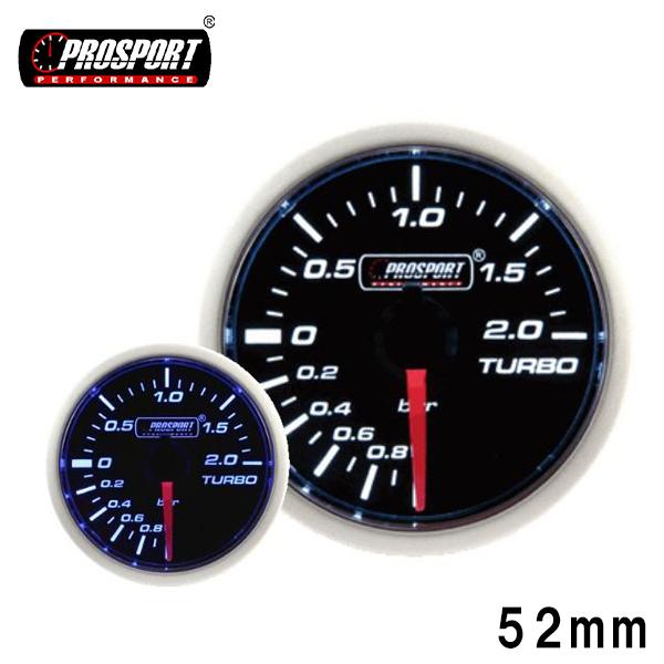 車 ブースト計 メーター 52パイ 2インチ PROSPORT プロスポーツ ホワイト・ブルーLED 52mm 52ミリ 52Φ カスタム パーツ | ブランド登録なし