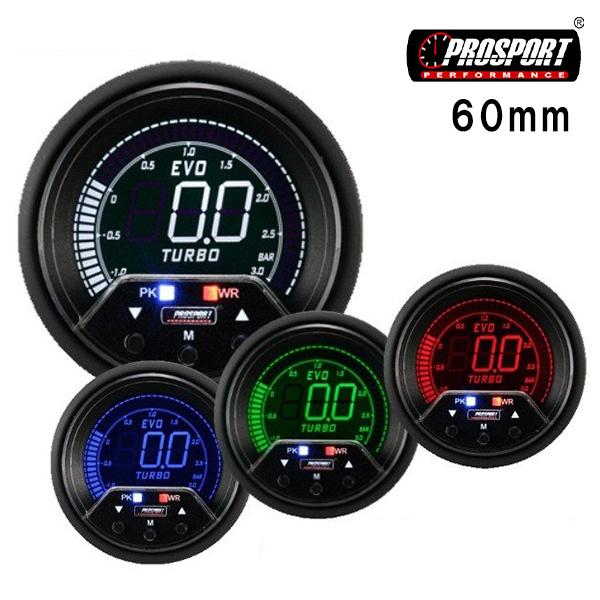 車 ブースト計 メーター 60パイ Prosport プロスポーツ カスタム 最適な材料 ワーニング機能付 パーツ 4カラーlcdディスプレイ デジタル Pk