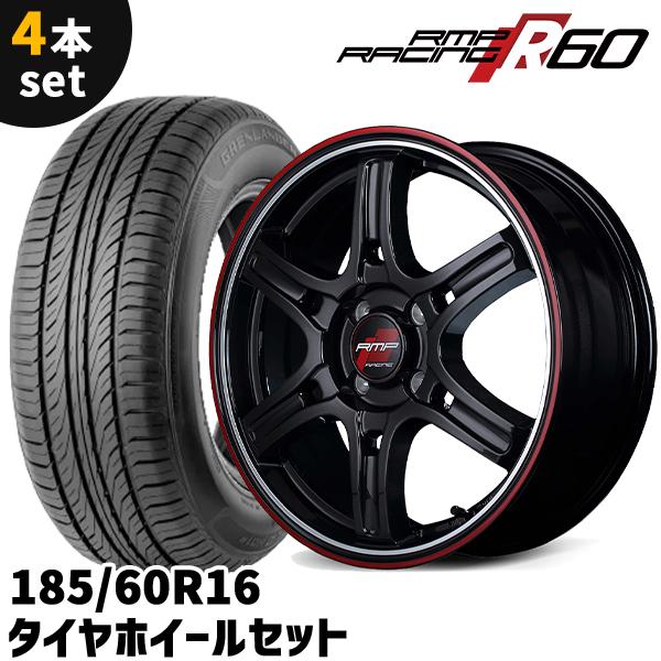 マルカサービス タイヤホイール 4本セット MID RMP Racing R60 16x6J +43 4H 100 185/60R16 ...