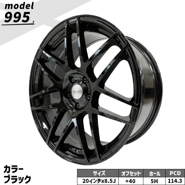 タイヤホイール 4本セット ELEMENT 995 245/35R20 20インチ 8.5J+40 5H PCD114.3 ブラック ...