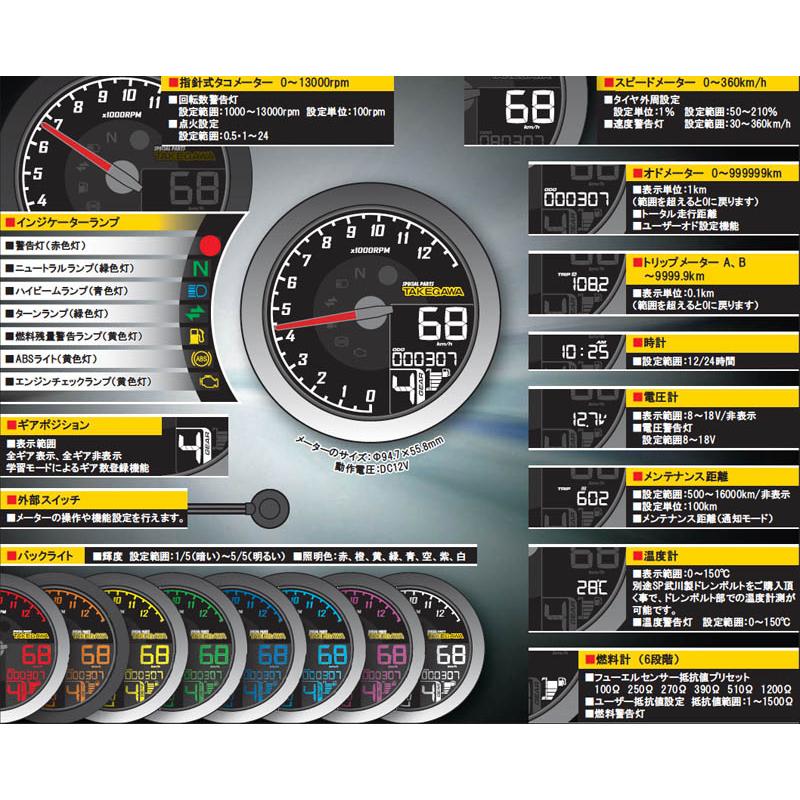 スペシャルパーツ武川 モンキー125 スーパーマルチDNメーター 05-05