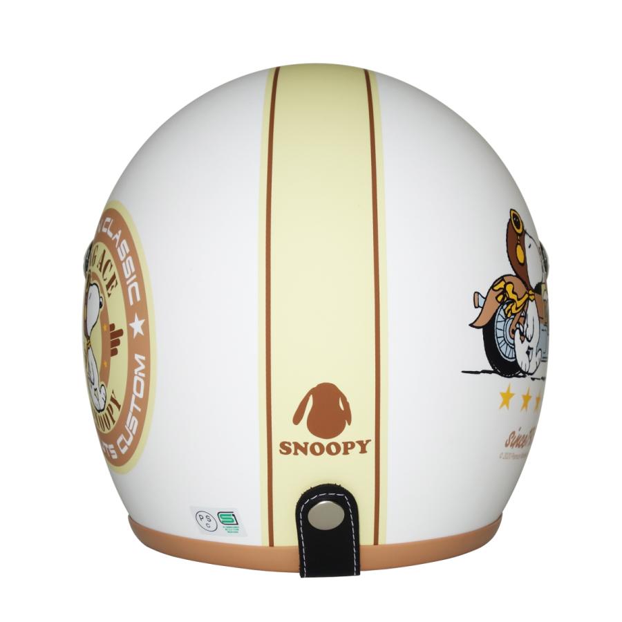 AXS SNOOPY(スヌーピー)ジェットヘルメット BIKER #2(バイカー2) マットピュアホワイト SNJ-79|Parts Online|03