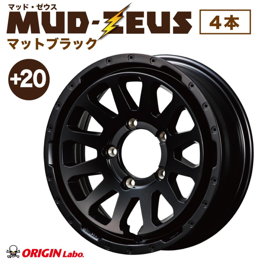 ジムニー 車輪 JB64 シ内鰓 JB74 JB23 JA11系 MUD-ZEUS Jimny 16in 5.5J +20 引っ敷き黒いこと 4本仕掛ける ORIGIN Labo 開びゃく 科学研究所 車、バイク、自転車-自動車-アルミホイール