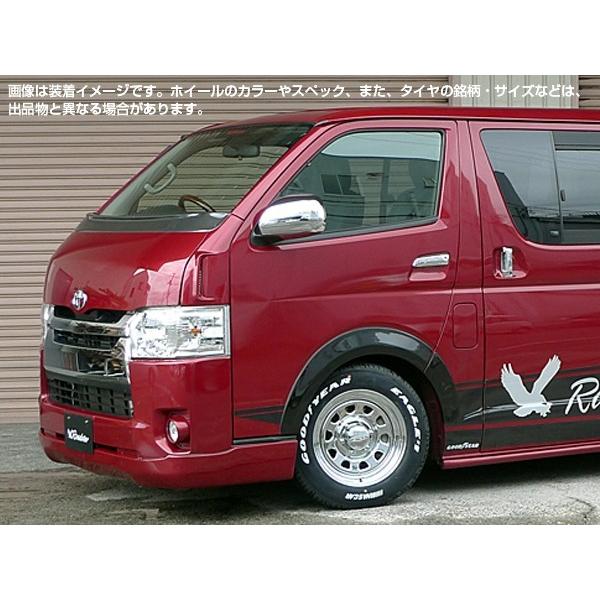 【1本組】ハイエース 200系 タイヤホイールセット デイトナ 15インチ×7.0J+19 クローム× マッドスター M/T 195/80R15 ホワイトレター ハミタイ仕様の画像