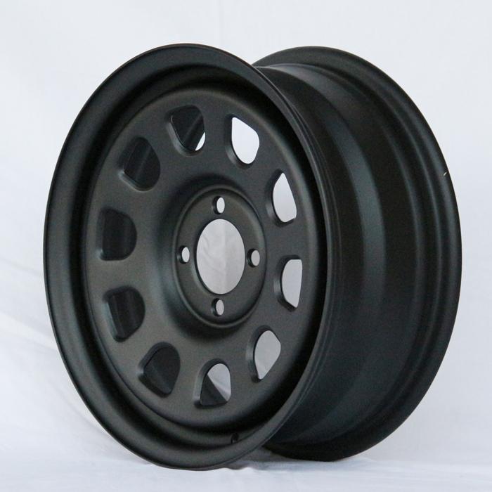 15インチ 鉄ちんホイール 6J +30 4穴 PCD100 マットブラック MC21 MC22