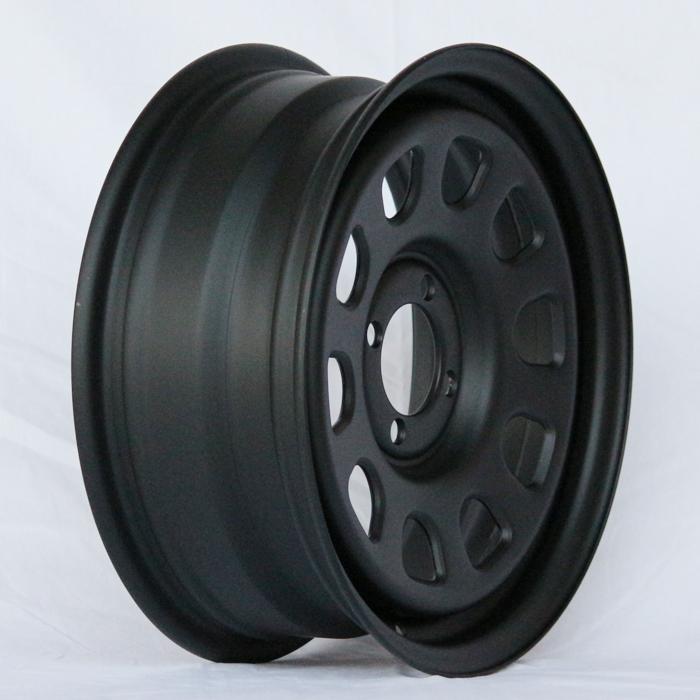15インチ 鉄ちんホイール 6J +30 4穴 PCD100 マットブラック MC21 MC22