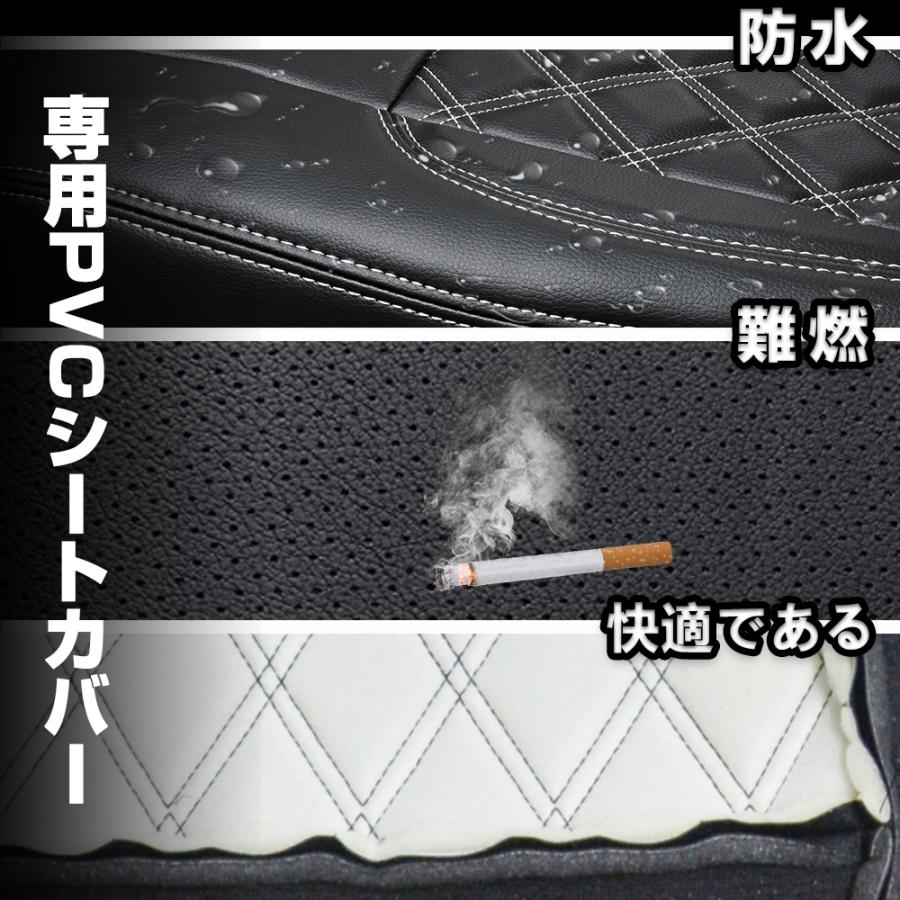 PVC レザー シートカバー エブリイ DA17V 4人乗り キルト タイプ ブラック レザー レッド ステッチ 一台分 |  | 02